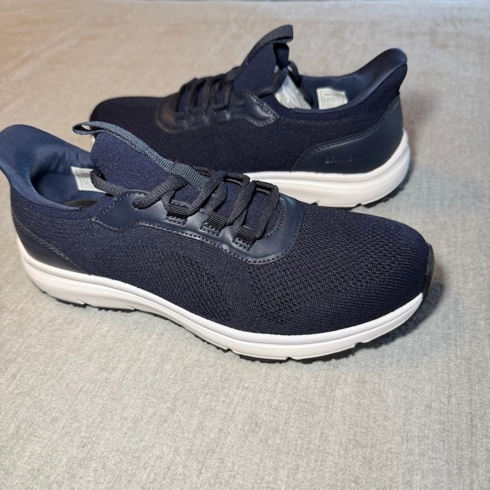 BRUNO MARC Mens Navy Blue Knit Lace Up Athletic Sneakers Shoes Size 8
